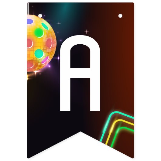 Pickleball Sport Neon Thema Disco bal Party Vlaggetjes (Derde vlag)