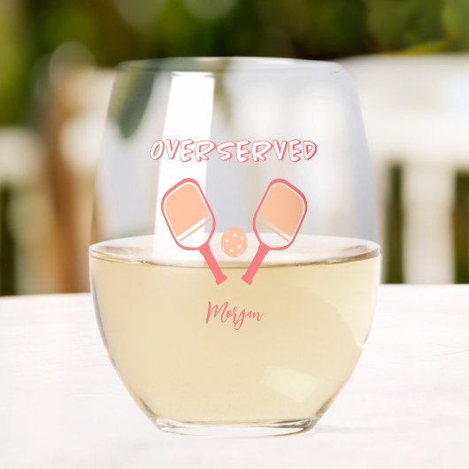 Pickleball Sport Pun Aangepaste naam Perzik Sinaas Wijnglas Zonder Voet