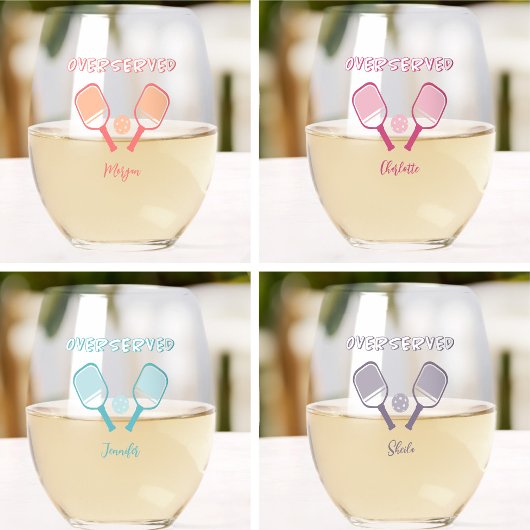 Pickleball Sporten Pun Aangepaste Naam Bachelorett Wijnglas Zonder Voet