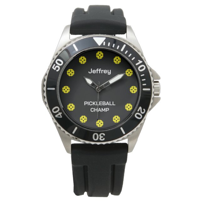 Pickleball-sporthorlogecadeau met eigen naam horloge (Voorkant)