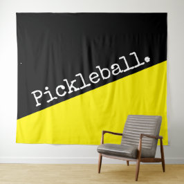 PICKLEBALL Sportief Helder Geel Zwart Kleurenblok Wandkleed
