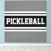 PICKLEBALL Sportief Zwart Wit Grijs Racing Stripes Canvas Afdruk (Insitu (Houten vloer))
