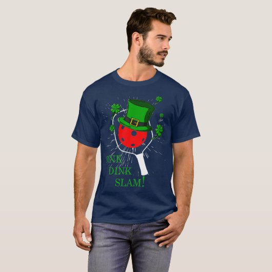 Pickleball St Patricks Day Leprechaun Dink T-shirt (Voorkant volledig)