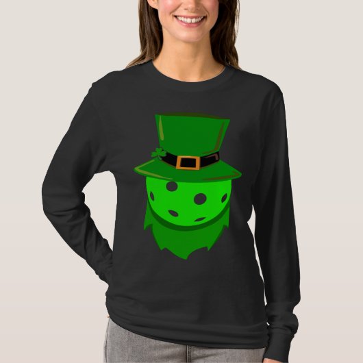 Pickleball St Patricks Day Shamrock Leprechaun Hat T-shirt (Voorkant)