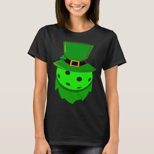 Pickleball St Patricks Day Shamrock Leprechaun Hat T-shirt (Voorkant)