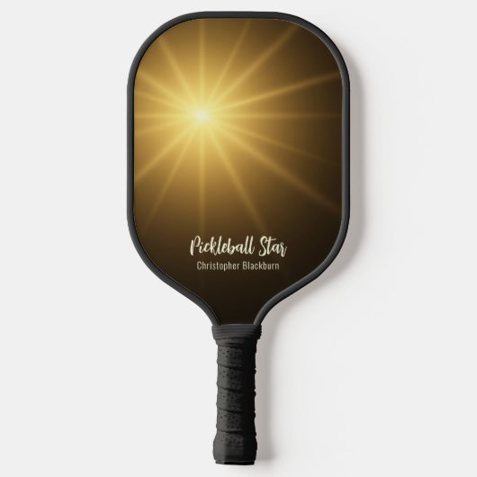 Pickleball Star Modern Cool Light Monogramed Name Pickleball Paddle (Achterkant)