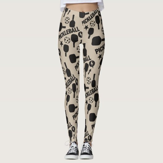 Pickleball Stencil Motif Art Leggings (Voorkant)