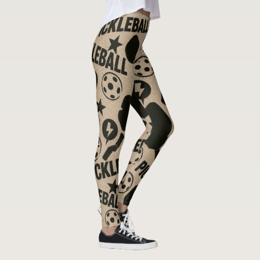 Pickleball Stencil Motif Art Leggings (Rechts)