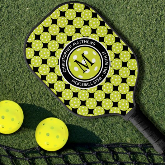 Pickleball Ster Aangepaste Offertenaam Initiaal Zw Paddle