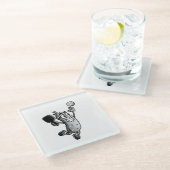 Pickleball Ster Glazen Onderzetter (Schuin)