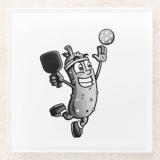 Pickleball Ster Glazen Onderzetter (Voorkant)