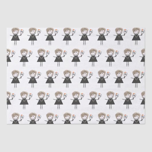 Pickleball Stick Figuur Girl Tissuepapier (Voorkant)