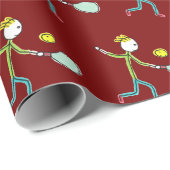 Pickleball Stickman Cadeaupapier (Rol Hoek)