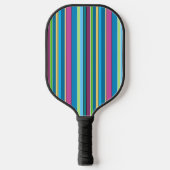 Pickleball Stripes Blauw Paarse Turquoise Geel Paddle (Voorkant)