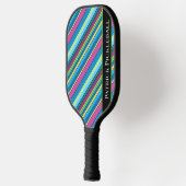 Pickleball Stripes Paarse Turquoise gepersonalisee Paddle (Links)
