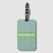 Pickleball Summer Polka Dot Oranje Green Blue Ball Bagagelabel (Voorkant (verticaal))
