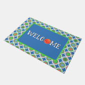 Pickleball Summer Polka Dot Oranje Green Blue Ball Deurmat (Schuin)