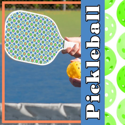 Pickleball Summer Polka Dot Oranje Green Blue Ball Paddle