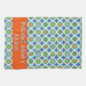 Pickleball Summer Polka Dot Oranje Green Blue Ball Theedoek (Horizontaal)