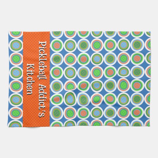 Pickleball Summer Polka Dot Oranje Green Blue Ball Theedoek (Horizontaal)
