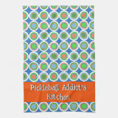 Pickleball Summer Polka Dot Oranje Green Blue Ball Theedoek (Verticaal)