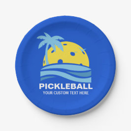 Pickleball Sun Palm Trees Pickleball Party Custom Papieren Bordje
