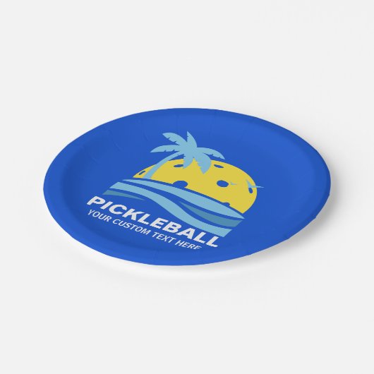 Pickleball Sun Palm Trees Pickleball Party Custom Papieren Bordje (Gekanteld)