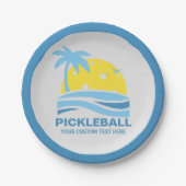Pickleball Sun Palm Trees Pickleball Party Custom Papieren Bordje (Voorkant)