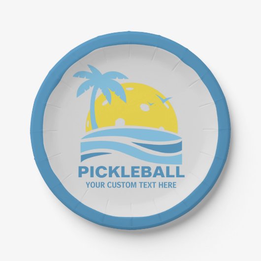Pickleball Sun Palm Trees Pickleball Party Custom Papieren Bordje (Voorkant)