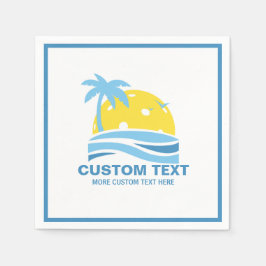 Pickleball Sun Palm Trees Pickleball Party Custom Servet