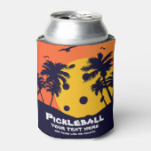 Pickleball Sun Palm Trees voegen aangepaste tekst Blikjeskoeler (Blikje Voorkant)
