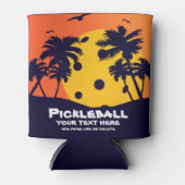 Pickleball Sun Palm Trees voegen aangepaste tekst Blikjeskoeler (Voorkant)