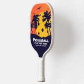 Pickleball Sun Palm Trees voegen aangepaste tekst  Paddle (Links)