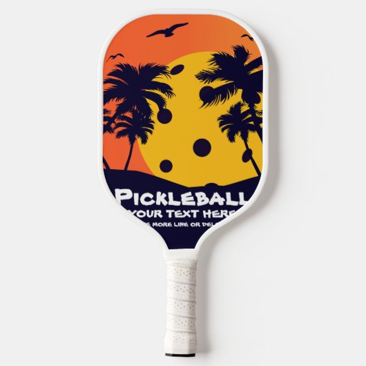 Pickleball Sun Palm Trees voegen aangepaste tekst Paddle (Achterkant)