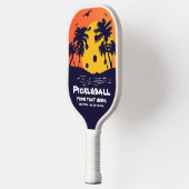 Pickleball Sun Palm Trees voegen aangepaste tekst  Paddle (Links)