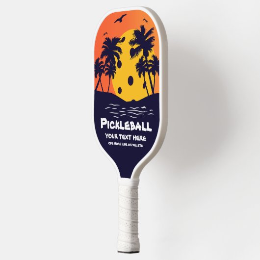 Pickleball Sun Palm Trees voegen aangepaste tekst  Paddle (Links)