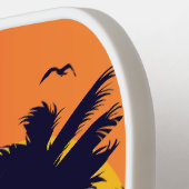 Pickleball Sun Palm Trees voegen aangepaste tekst  Pickleball Paddle (Links Detail)