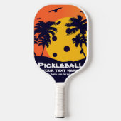 Pickleball Sun Palm Trees voegen aangepaste tekst  Pickleball Paddle (Achterkant)