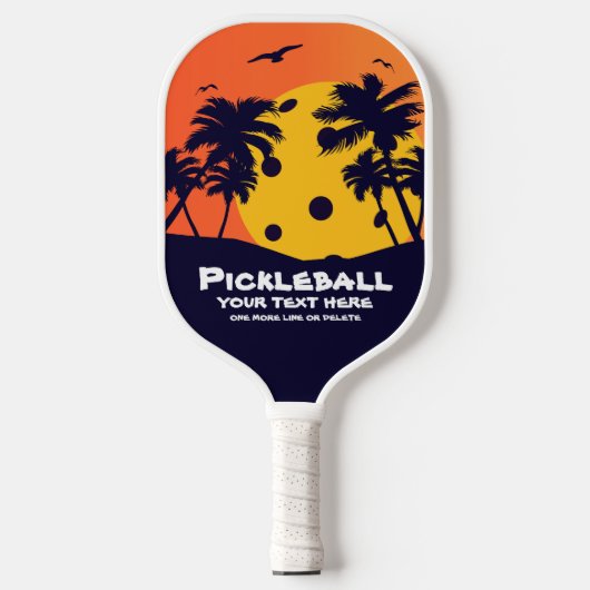 Pickleball Sun Palm Trees voegen aangepaste tekst  Pickleball Paddle (Voorkant)