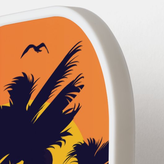 Pickleball Sun Palm Trees voegen aangepaste tekst  Pickleball Paddle (Links Detail)