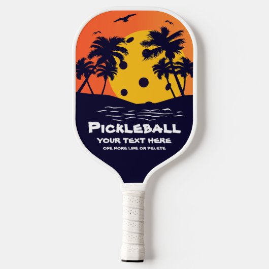 Pickleball Sun Palm Trees voegen aangepaste tekst  Pickleball Paddle (Achterkant)