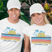 Pickleball Sunset Cool Retro Stripes Aangepaste te T-shirt