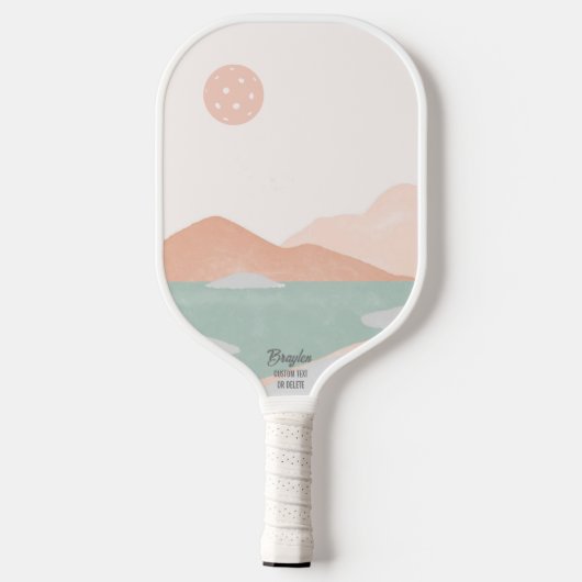 Pickleball Sunset Minimale Neutrale Landscape Cust Paddle (Achterkant)