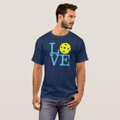 Pickleball T-shirt: "LOVE" Navy Blue (Mannen) T-shirt (Voorkant volledig)