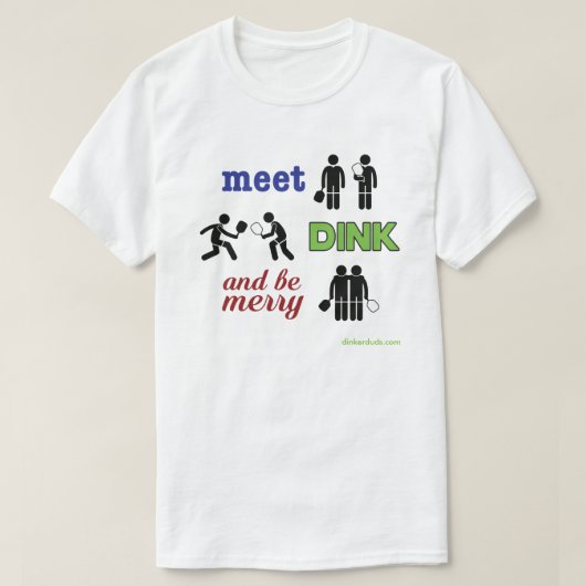 Pickleball T-shirt "Meet, Dink en Be Merry" (Design voorkant)