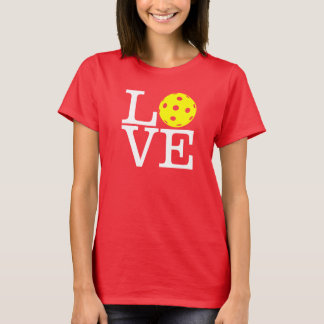 Pickleball T-shirt voor dames: "LOVE" (rood)