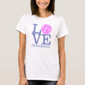 Pickleball T-shirt voor dames: "LOVE" (roze) (Voorkant)