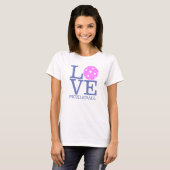 Pickleball T-shirt voor dames: "LOVE" (roze) (Voorkant volledig)