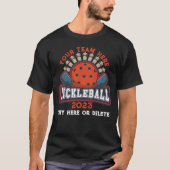 Pickleball-team dat wedstrijdclubtoernooi evenaart t-shirt (Voorkant)