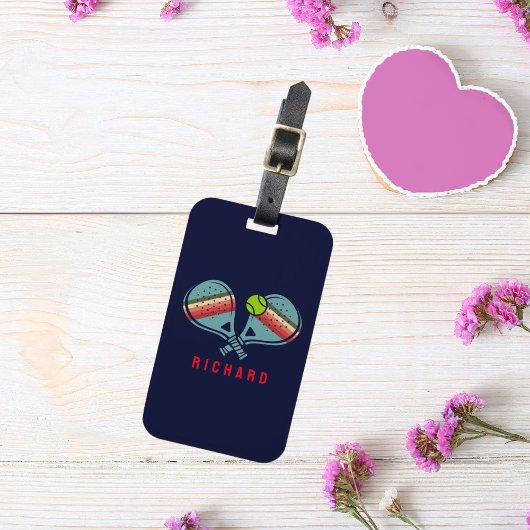 Pickleball Team Gestreepte Paddles Custom Bagagelabel